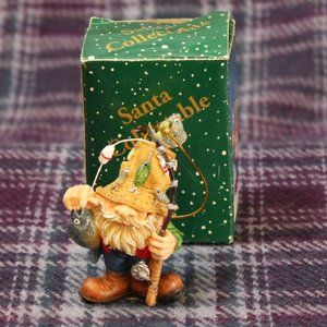 NIB Resin Fishing Santa Clause Ornament